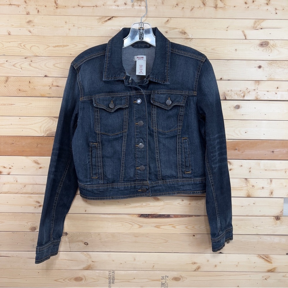 Mossimo Supply Co. Dark Wash stretch crop Length Denim Jean Junior Jacket size L